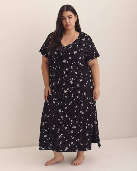 Chemise de nuit longue à manches courtes à motif de flocons - ti Voglio