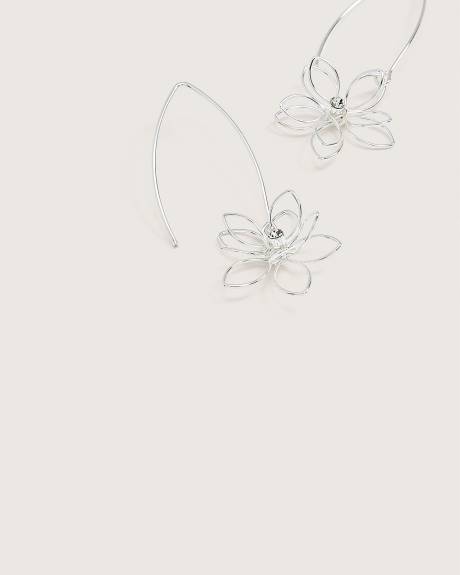 Boucles d'oreilles argentées à pendant floral - Addition Elle