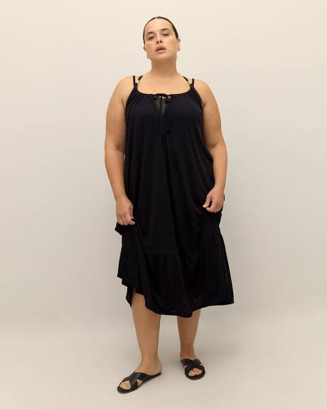 Slub Jersey Ruffle Swim Cover-Up Dress