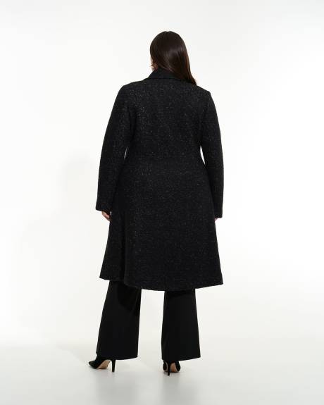 Long Black & White Military Wool Coat - Addition Elle