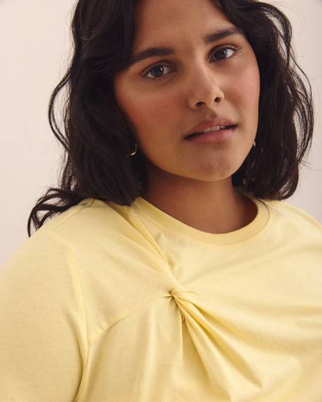 Crewneck Knit Top with Twist Detail - Addition Elle