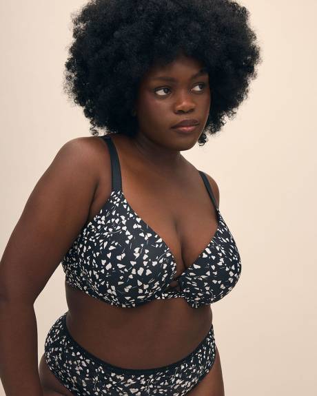 Heart-Print Underwire Plunge Bra - Déesse Collection