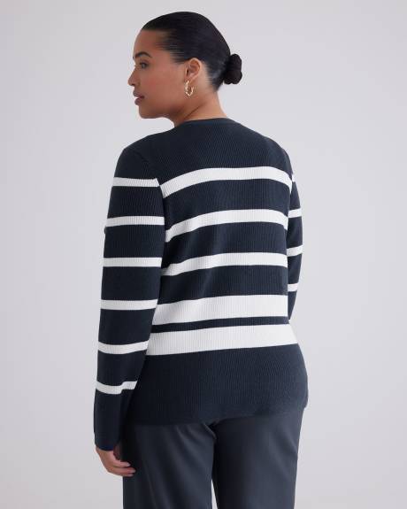 Cardigan en tricot côtelé ligné