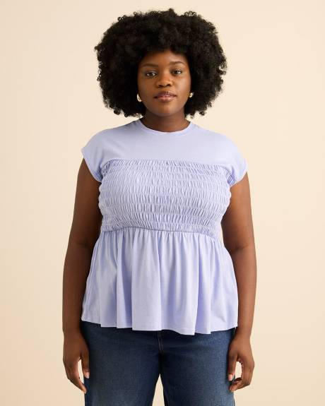 Haut &agrave; manches longues en tricot smock&eacute; - Addition Elle