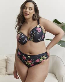 Culotte tanga fleurie avec arrière en mesh - Déesse Collection