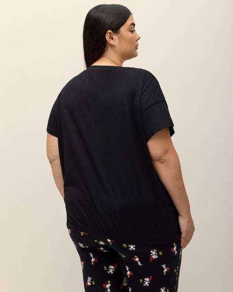 T-shirt de pyjama noir à manches courtes de Snoopy - ti Voglio