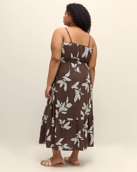 Robe longue sans manches à motif, tissu responsable