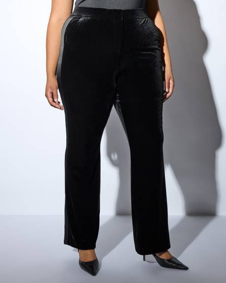 Meredith Shaw x PENN - Petite, Black Velvet Flared-Leg Suit Pant