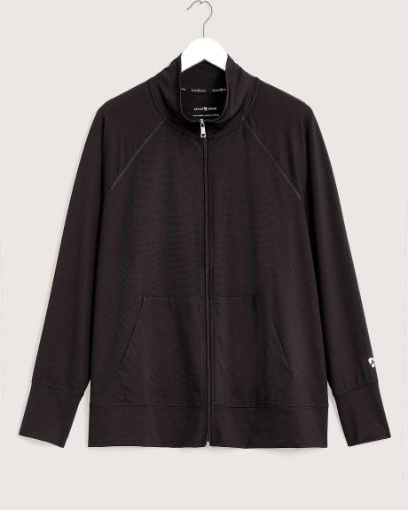 Mock-Neck Zipper Jacket with Raglan Sleeves - Active Zone