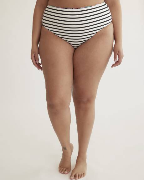 Culotte de maillot réversible, fleurs/rayures