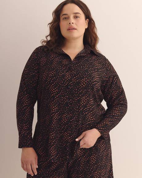 Buttoned-Down Long Sleeve Knit Shirt