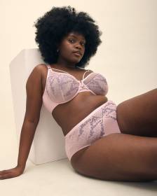 Unlined Lilac Underwire Bra with Embroidery - Déesse Collection