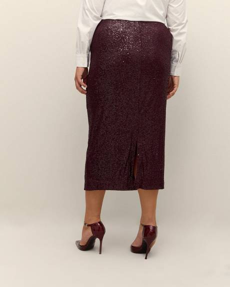 Sequins Knit Pull-On Midi Skirt - Addition Elle