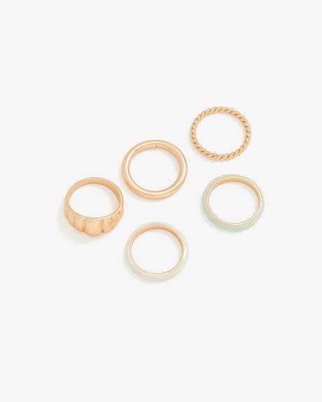 Assorted Matte Gold Rings, Set of 5