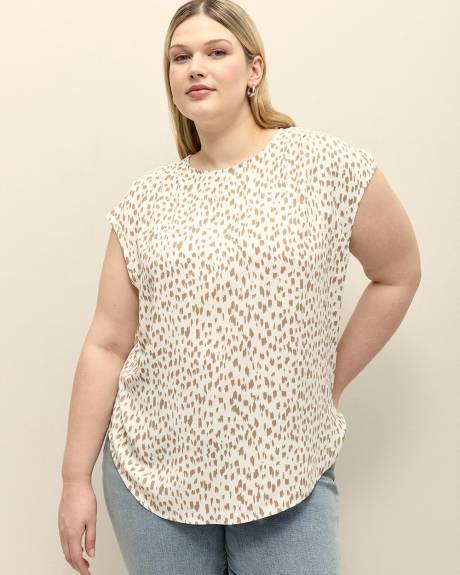 Blouse à petites manches en tricot mélangé, tissu responsable