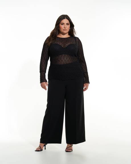 Black Lace Knit Top - Additon Elle