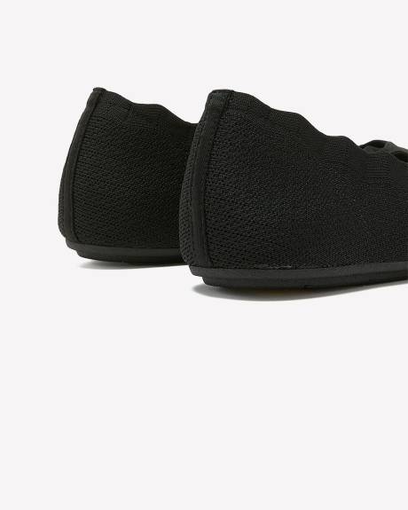 Ballerine noire en tricot texturé avec col festonné, pied large - Skechers