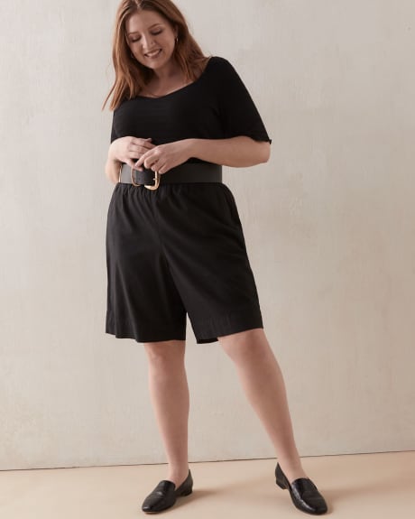 Linen Blend Pull-On Bermuda - Addition Elle