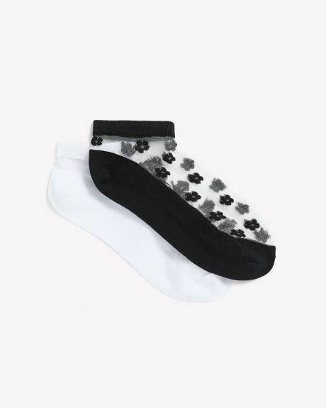 Ankle Socks with Sheer Upper, pack of 2