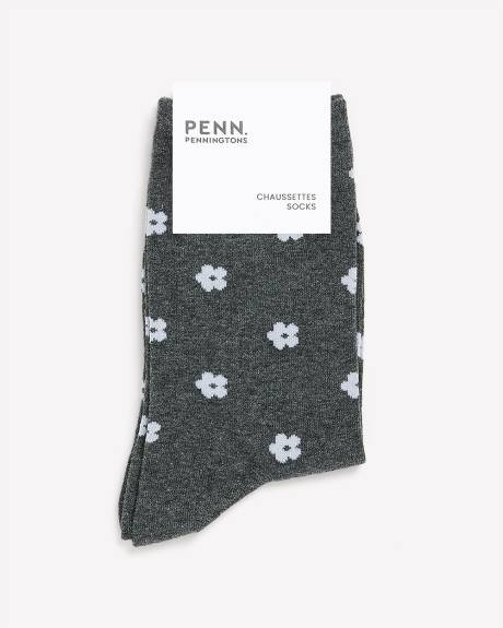 Floral-Print Crew Socks
