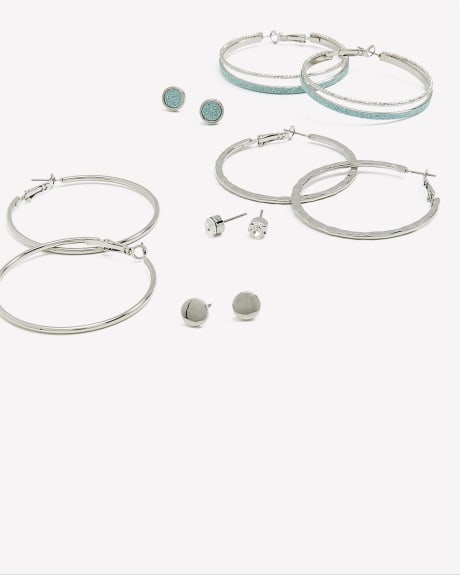 Assorted Blue Paper Glitter Earrings, Set of 6
