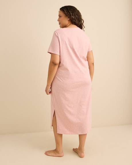 Long Short-Sleeve Sleepshirt with Picot Edge Detail - ti Voglio