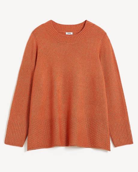 Pull à col rond avec fil métallique et mailles de fantaisie à l'ourlet