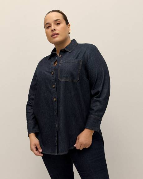 Denim Buttoned Down Tunic Shirt