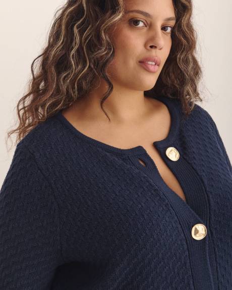 Cardigan à boutonner en mailles de fantaisie