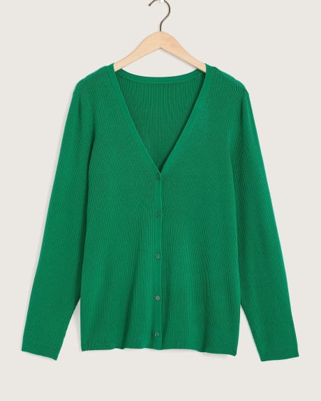 Coloured Rib Buttoned-Down Cardigan