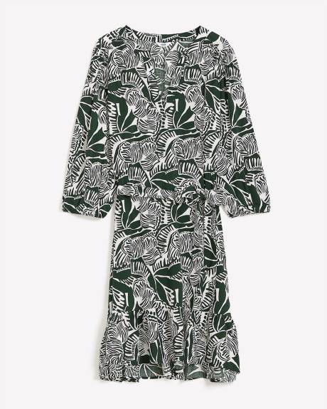Robe à col fendu et manches 3/4, tissu responsable