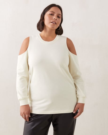 Cold-Shoulder French Terry Sweatshirt - Addition Elle