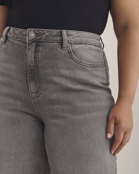Grey Classic-Fit High-Rise Cuffed Wide-Leg Jeans - d/C JEANS