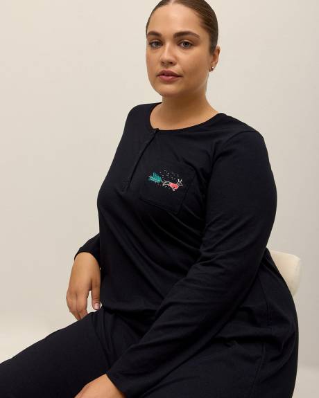Black Long Cotton Sleepshirt - ti Voglio