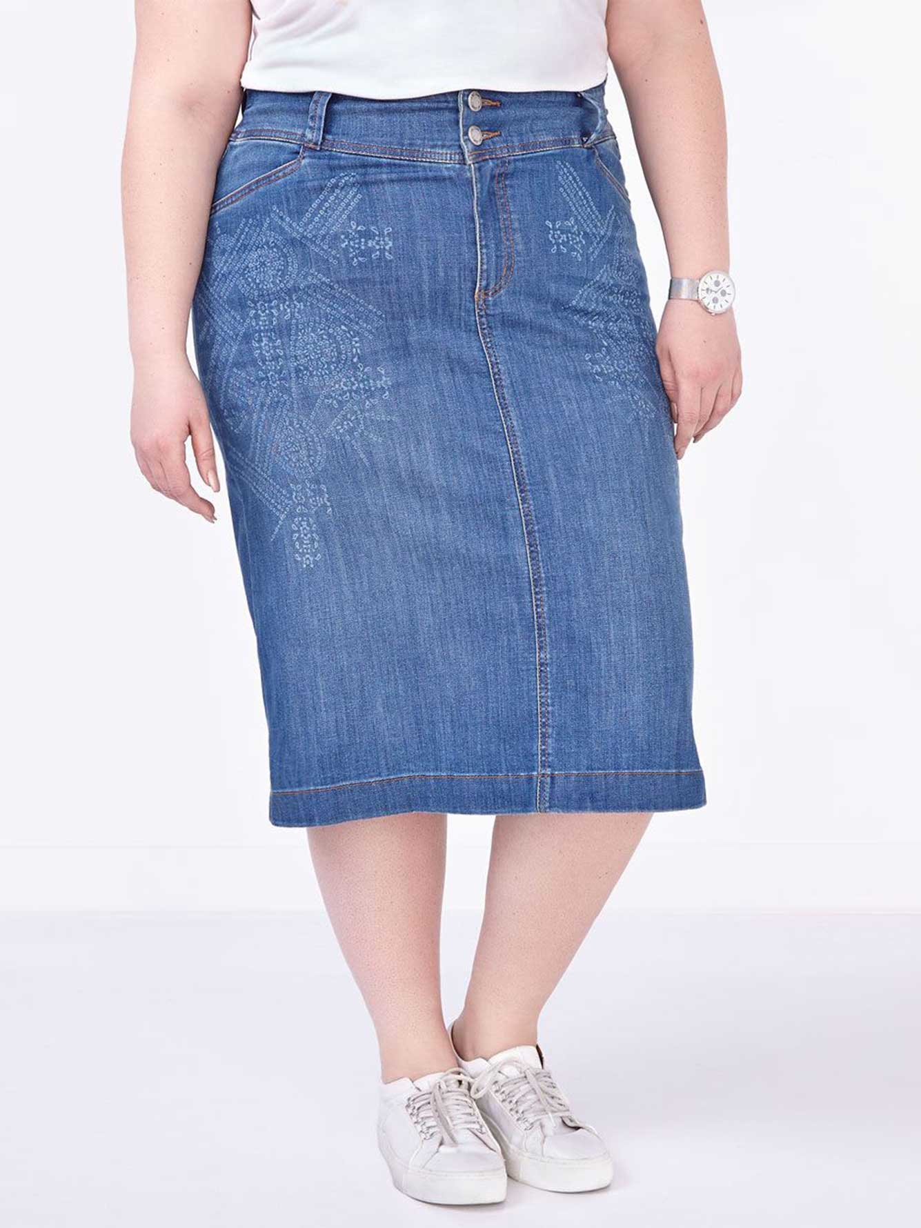 d/c JEANS Printed Denim Pencil Skirt Penningtons