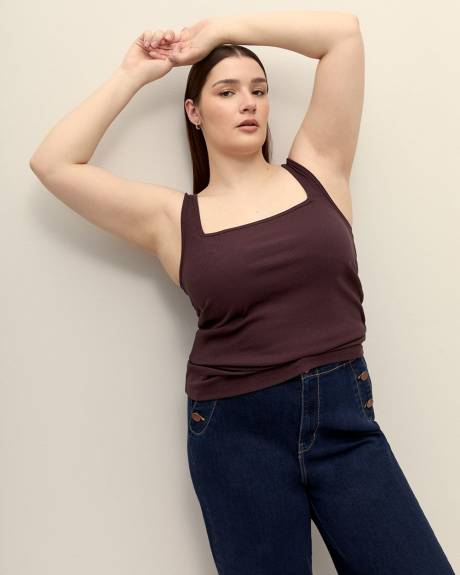Square-Neck Ribbed Knit Tank Top - Addition Elle - PENN. Essentials
