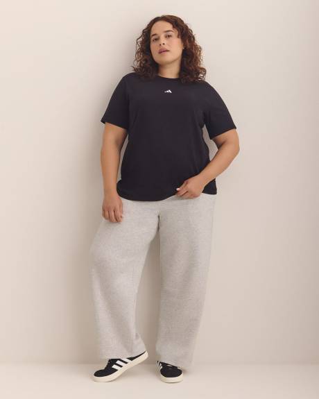 Black Short-Sleeve Crewneck Tee with Small Logo - adidas