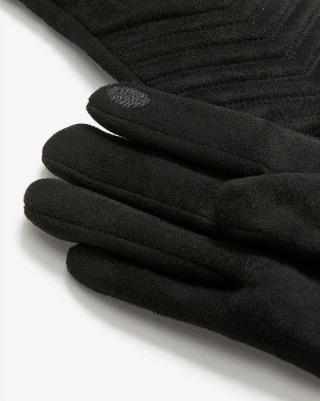 Gant en suède synthétique noir à chevrons