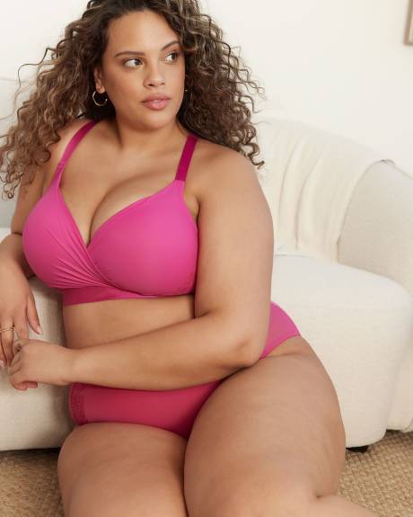 Pink Padded Wireless Lounge Bra with Lace - Déesse Collection