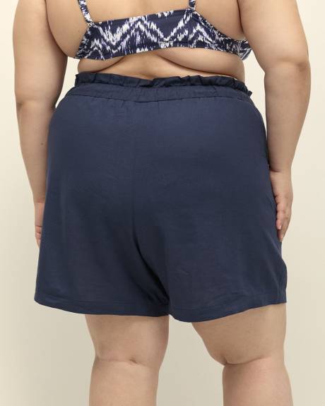 Short en lin mélangé avec cordon à la taille
