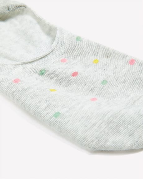 Sneaker Socks with Polka Dots and Floral Print, Pack of 3