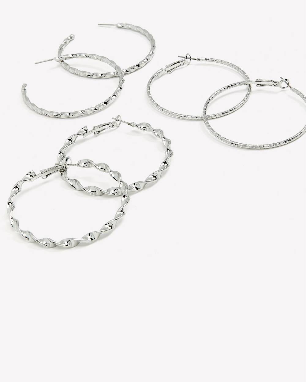 Silver Assorted Hoop Earrings, Set of 3