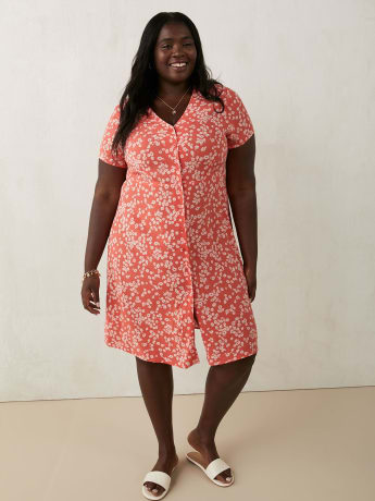 Responsible, Short-Sleeve Dress With Buttons