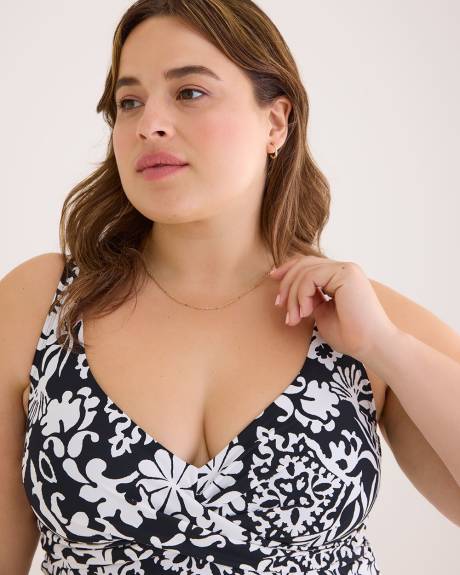 Robe-maillot imprimée à encolure en V croisée