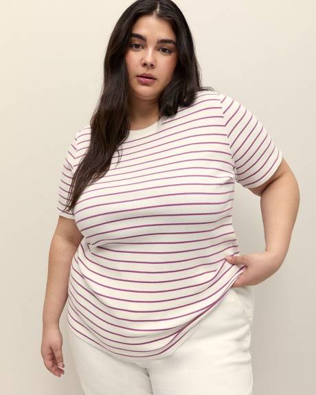 Striped Curvy-Fit Rib Tee - PENN. Essentials