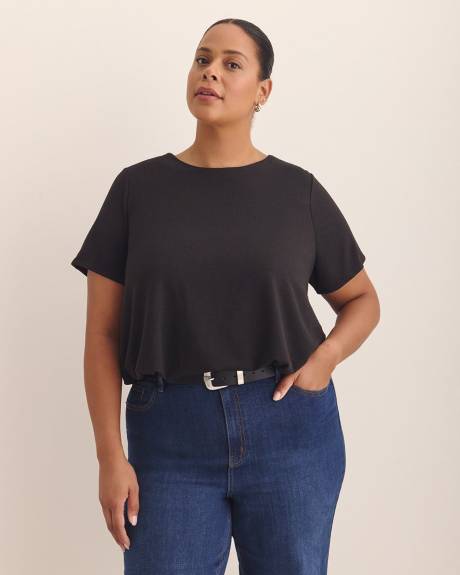 Bubble-Hem Short-Sleeve Top