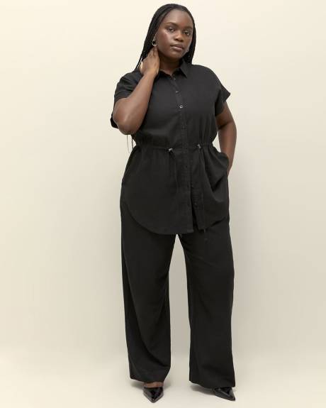 Linen Blend Wide Leg Pant