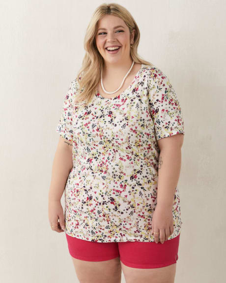 Printed U-Neck Boyfriend Tee