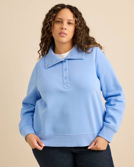 Mock-Neck Fleece Knit Top
