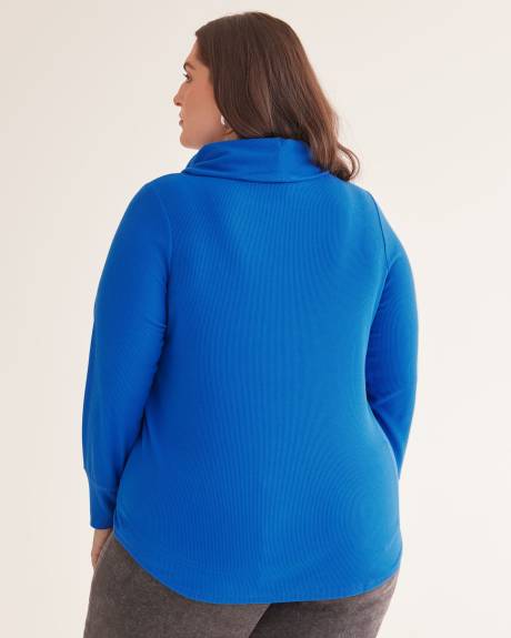 Waffle Knit Tunic with Cowl Neck